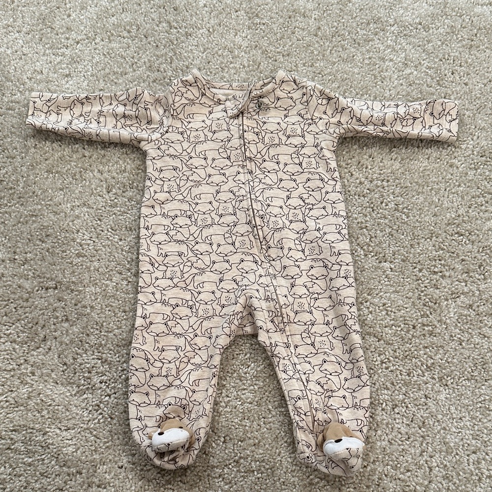 Carter's Cream Animal Pattern Footed One Piece